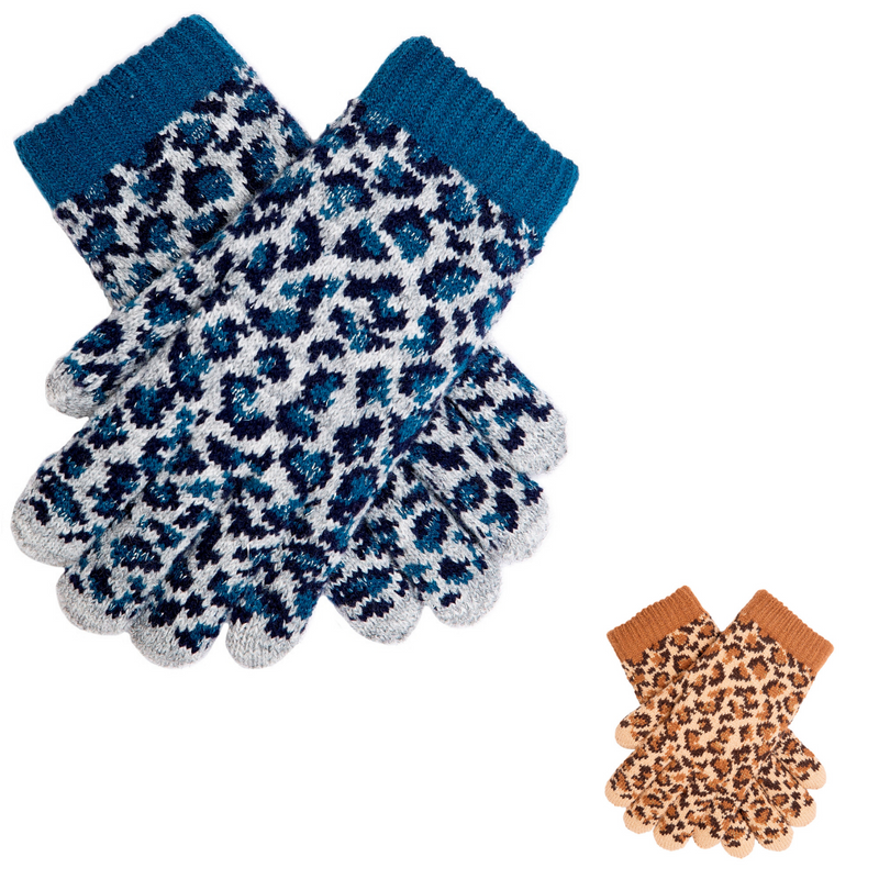 Load image into Gallery viewer, Dents Womens Animal Print Knitted Gloves Premium Warm Winter Knit  - Teal-1
