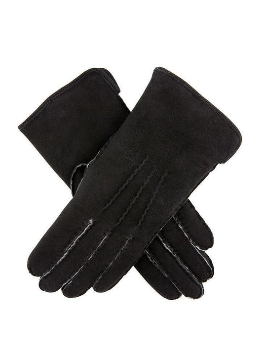 DENTS Ladies Womens Hand Sewn Real Lambskin Premium Gloves Hannah - Black-1