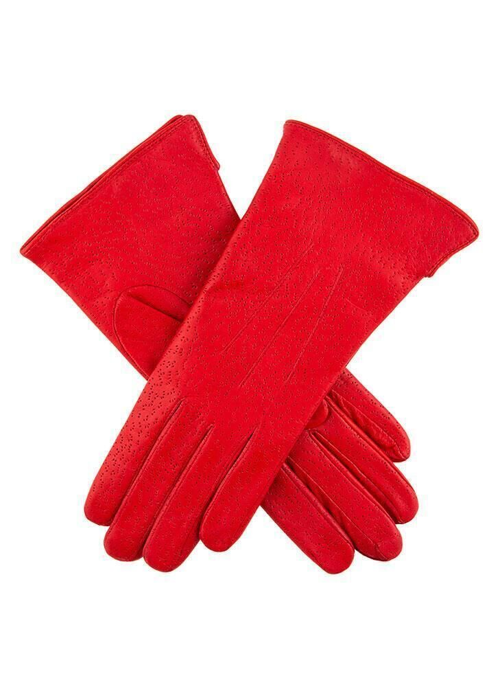Load image into Gallery viewer, Dents Women's Three-Point Lined Imitation Peccary Leather Gloves in Claret Red-1
