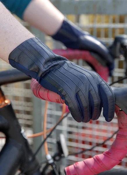 Load image into Gallery viewer, DENTS Womens Olivia Silk Leather &amp; Elastane Gloves - Navy - One Size-2
