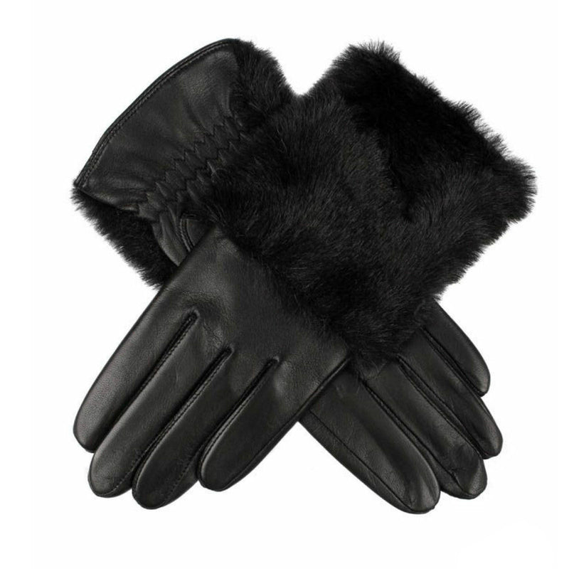 Load image into Gallery viewer, DENTS Womens Hair Sheep Leather Gloves Faux Fur Piped Cuff Elasticised 7-2383-5
