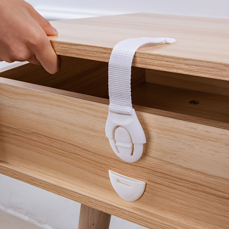 Load image into Gallery viewer, 10x Kids Child-Safe Cabinet/Drawer Latch Locks No-Drill Baby Adhesive Straps in White-2

