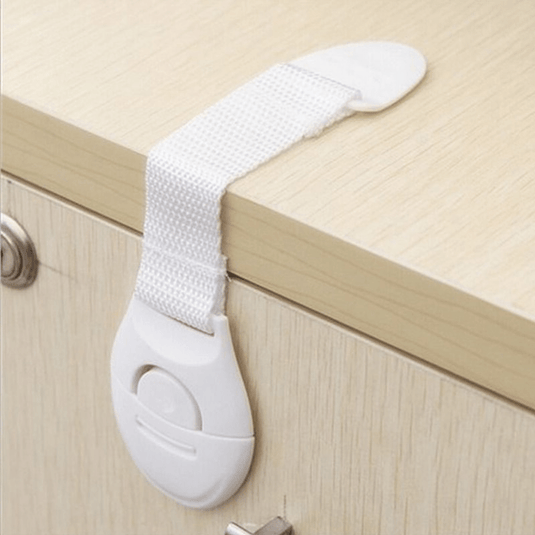 10x Kids Child-Safe Cabinet/Drawer Latch Locks No-Drill Baby Adhesive Straps in White-3