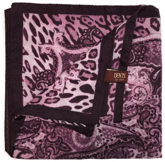 Ladies Animal Print & Paisley Scarf Made in Italy 90 x 90cm Winter - Amethyst-2