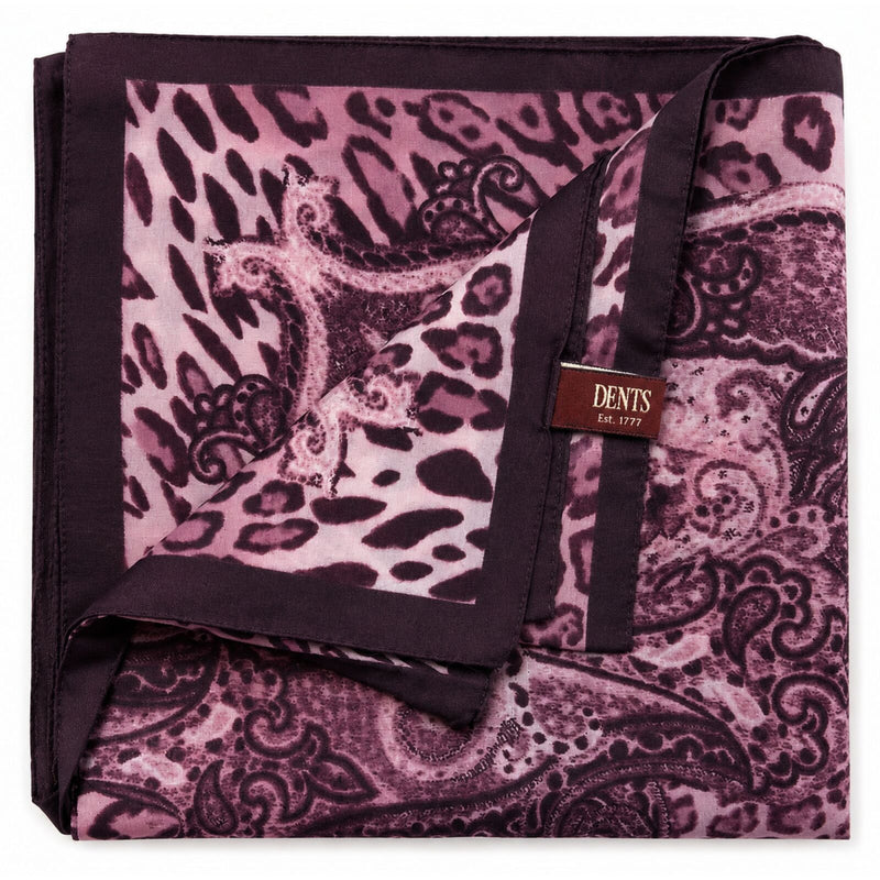 Load image into Gallery viewer, Ladies Animal Print &amp; Paisley Scarf Made in Italy 90 x 90cm Winter - Amethyst-1

