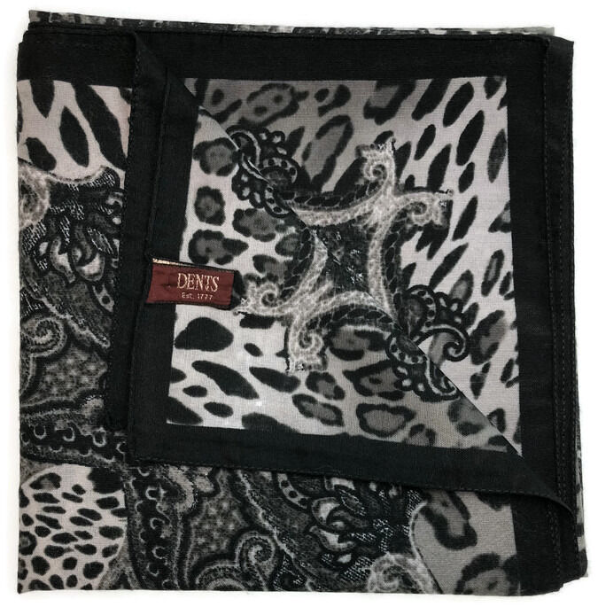 Load image into Gallery viewer, Ladies Animal Print &amp; Paisley Scarf Made in Italy 90 x 90cm Winter - Black-2
