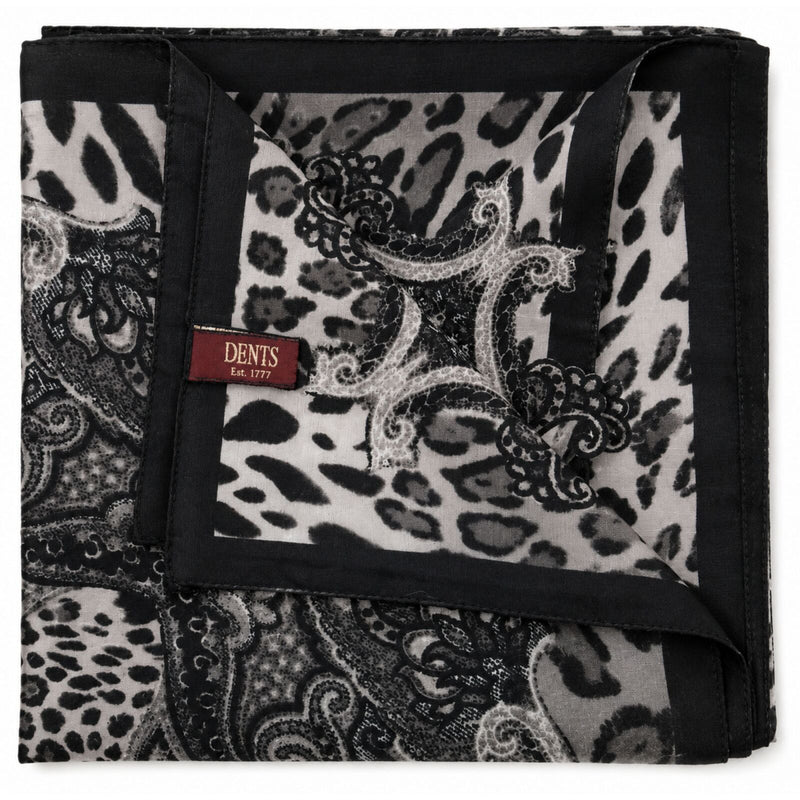 Load image into Gallery viewer, Ladies Animal Print &amp; Paisley Scarf Made in Italy 90 x 90cm Winter - Black-0
