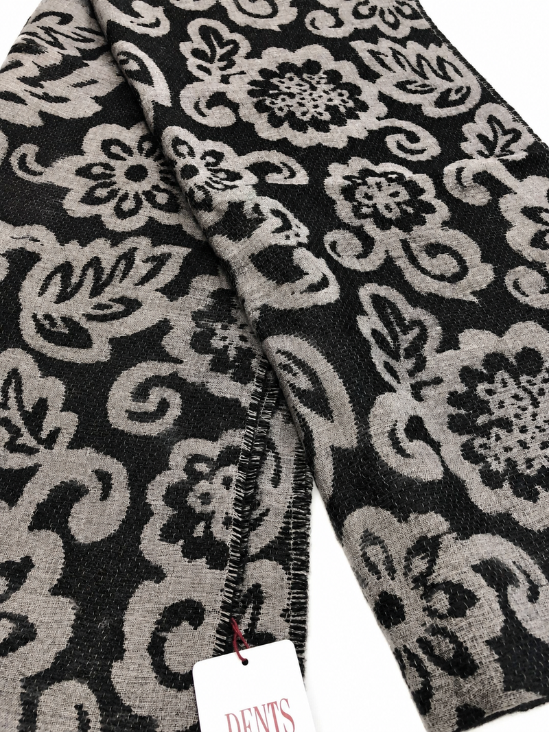 Load image into Gallery viewer, Large Pashmina Style Scarf Floral Wool Blend Womens Winter Wrap 200x40cm - Black-2
