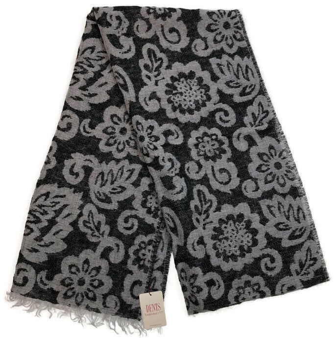 Load image into Gallery viewer, Large Pashmina Style Scarf Floral Wool Blend Womens Winter Wrap 200x40cm - Black-3
