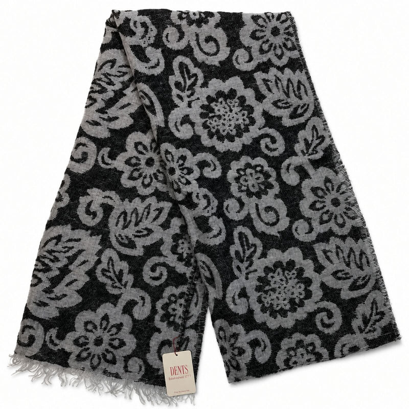 Load image into Gallery viewer, Large Pashmina Style Scarf Floral Wool Blend Womens Winter Wrap 200x40cm - Black-1
