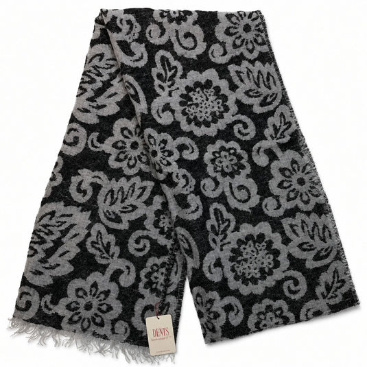Large Pashmina Style Scarf Floral Wool Blend Womens Winter Wrap 200x40cm - Black-1