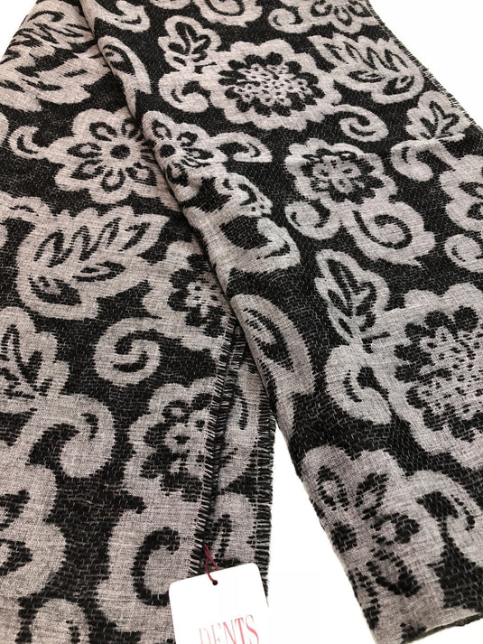 DENTS Large Pashmina Style Scarf w Floral Design Wool Blend Warm Winter-2