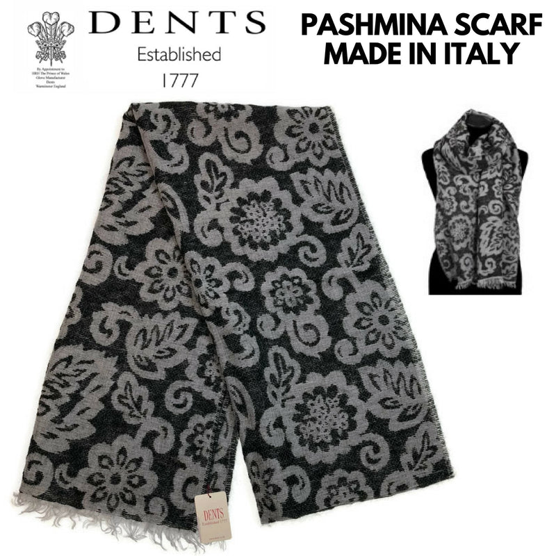 Load image into Gallery viewer, DENTS Large Pashmina Style Scarf w Floral Design Wool Blend Warm Winter-1
