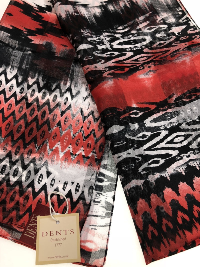 Load image into Gallery viewer, DENTS Monotone Aztec Print Scarf Ladies Womens MADE IN ITALY Unlined Fine - Berry-2
