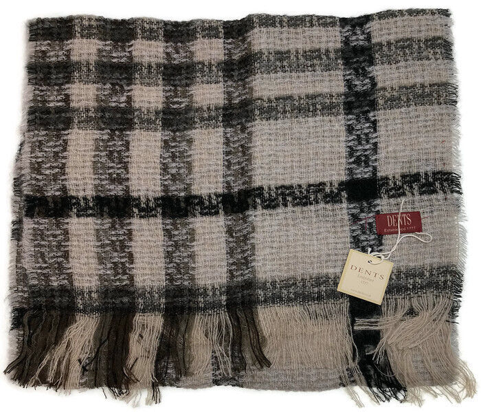 Load image into Gallery viewer, Check Open Weave Scarf Wool Blend Made in Italy Winter Warm 170 x 40cm - Grey-2
