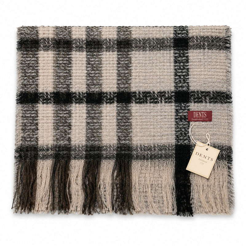 Load image into Gallery viewer, Check Open Weave Scarf Wool Blend Made in Italy Winter Warm 170 x 40cm - Grey-1
