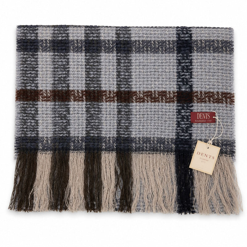 Load image into Gallery viewer, Check Open Weave Scarf Wool Blend Made in Italy Winter Warm 170 x 40cm - Navy-1
