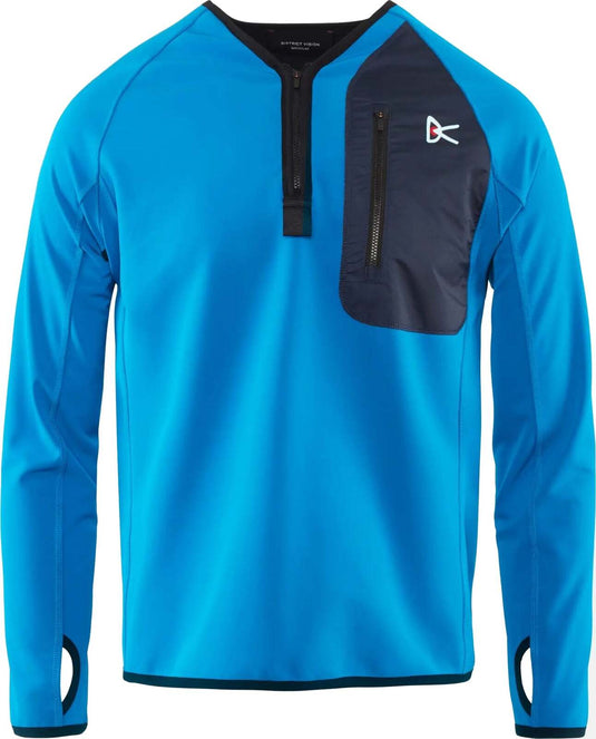 District Vision Mens Rocco Half-Zip Mid Layer Top Neoprene - Electric Blue-0
