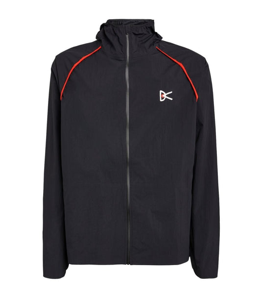District Mens Max Mountain Shell Hooded Jacket All-Weather - Black/Red-0