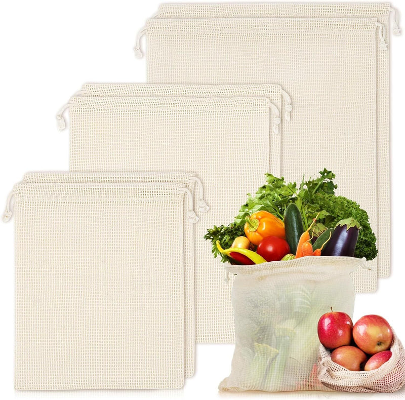 Load image into Gallery viewer, Set of 10 ECOCLAND Reusable Mesh Produce Bags Fruit Grocery Storage Washable Eco Bag-0
