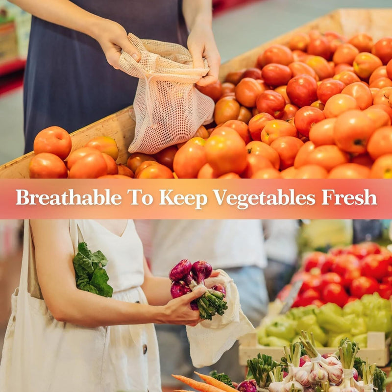 Load image into Gallery viewer, Set of 10 ECOCLAND Reusable Mesh Produce Bags Fruit Grocery Storage Washable Eco Bag-3
