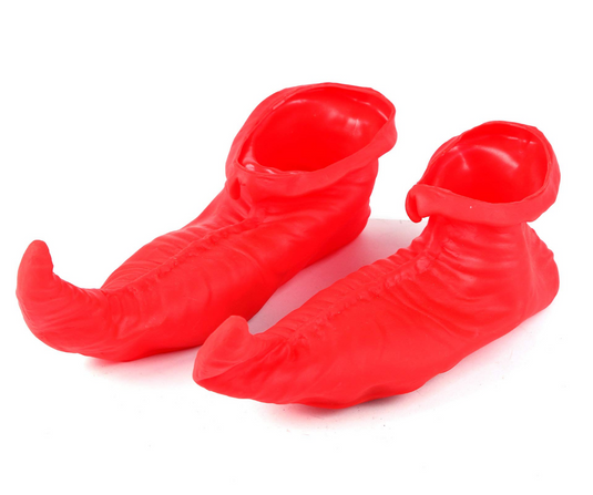 ELF SHOES Christmas Costume Elves Latex Dress Up Party Xmas St Patricks Day Boots - Red-2