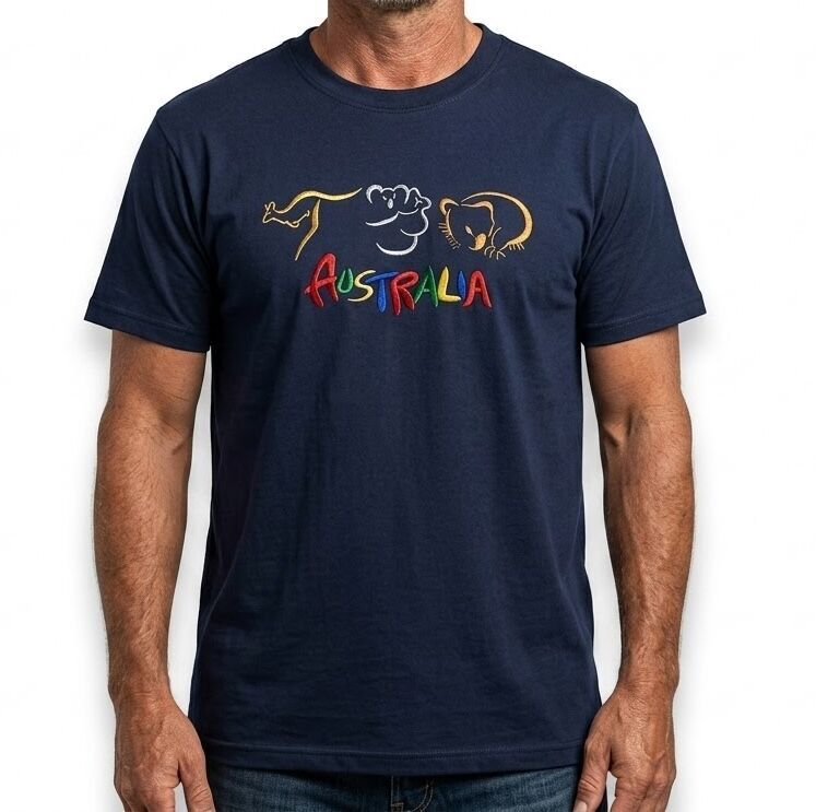 Load image into Gallery viewer, Adult Australia T Shirt Kangaroo Koala 100% Cotton Souvenir Tee Top - Navy Blue-1
