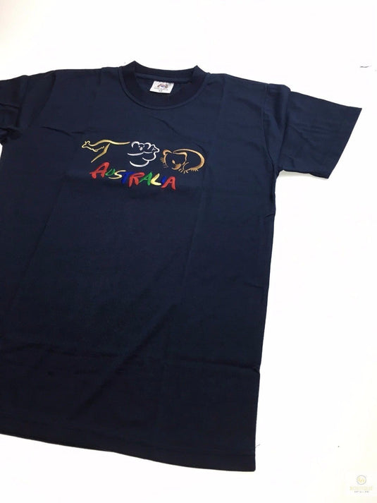 Adult Australia T Shirt Kangaroo Koala 100% Cotton Souvenir Tee Top - Navy Blue-4