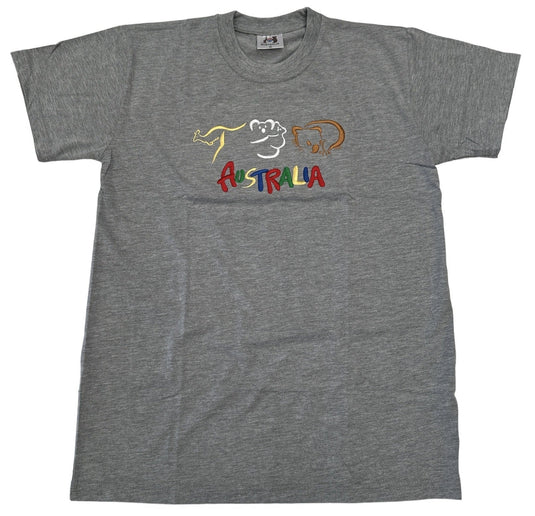 Adult Australia T Shirt Kangaroo Koala 100% Cotton Souvenir Tee Top - Grey-0