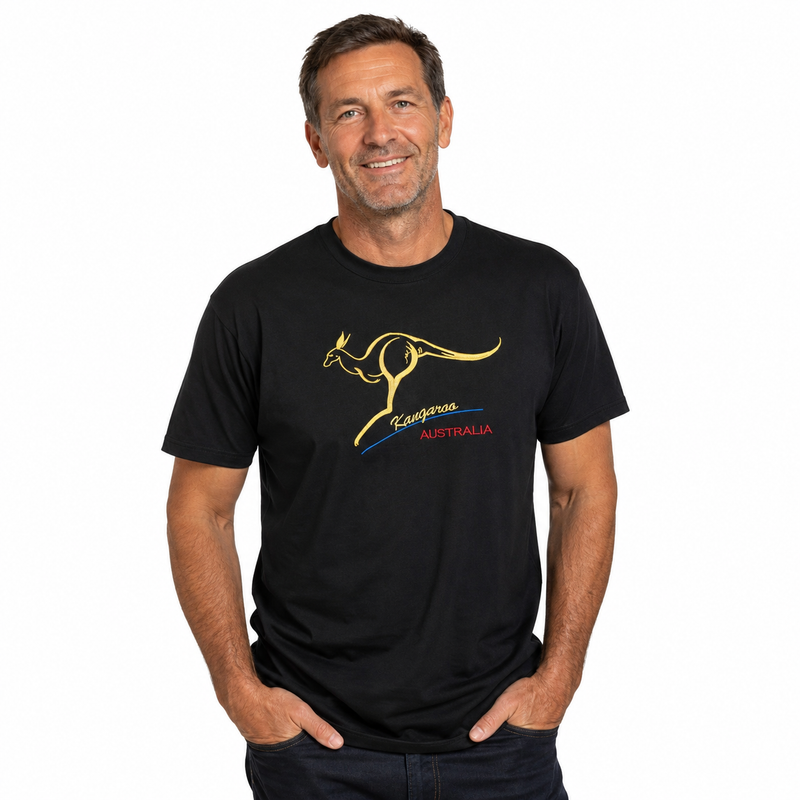 Load image into Gallery viewer, Adult Australian Kangaroo T Shirt Australia Day 100% Cotton Souvenir Tee Top - Black-3
