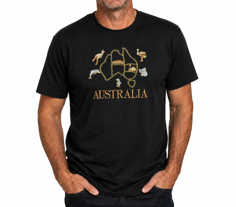 Load image into Gallery viewer, Adult Australia T Shirt Australia Day Souvenir Tee Top 100% Cotton in Black-0
