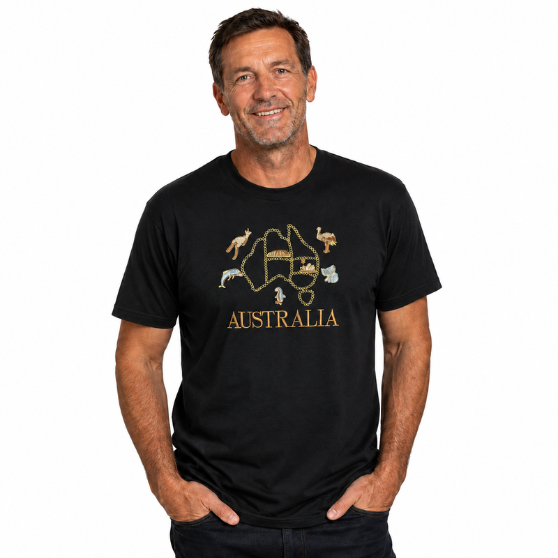 Load image into Gallery viewer, Adult Australia T Shirt Australia Day Souvenir Tee Top 100% Cotton in Black-3
