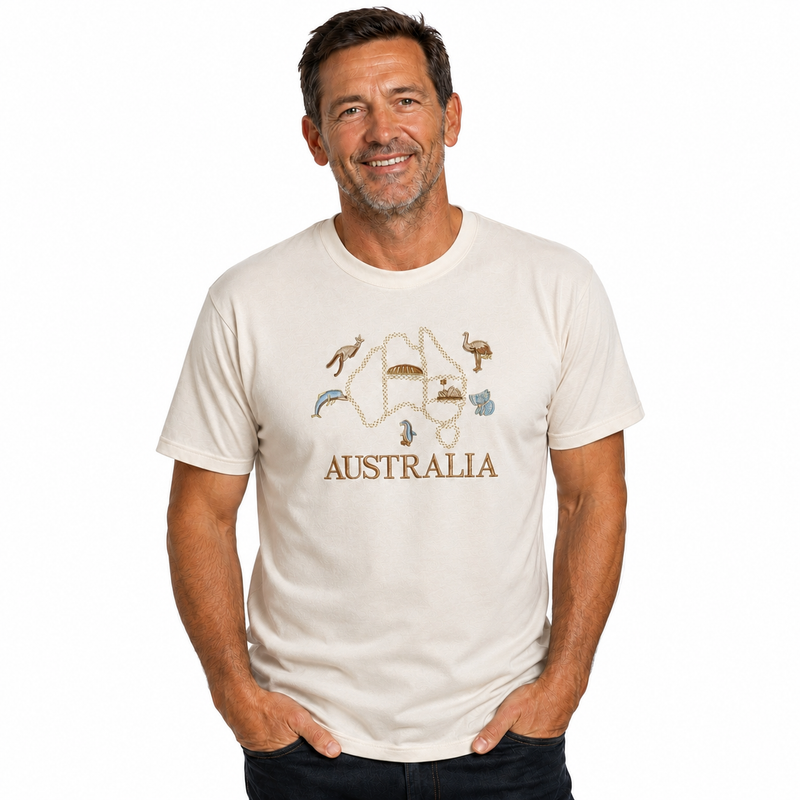 Load image into Gallery viewer, Adult Australia T Shirt Australia Day Souvenir Tee Top 100% Cotton in Cream-3
