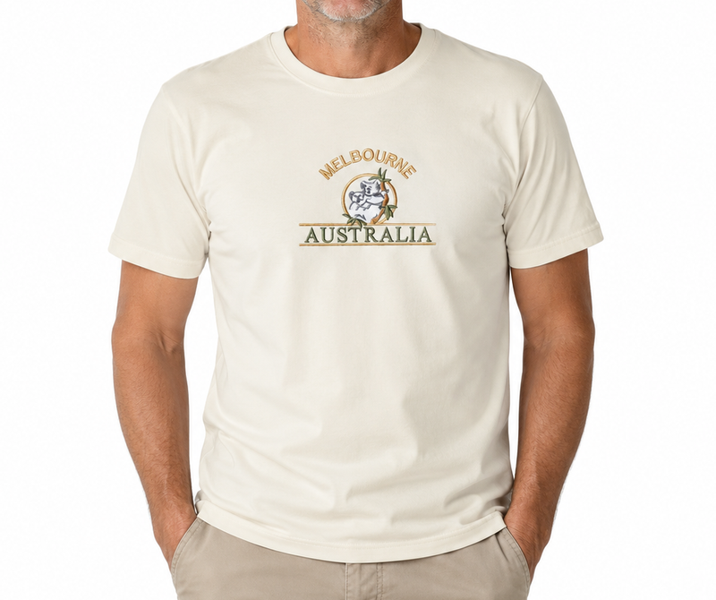 Load image into Gallery viewer, Adult Australia "Melbourne" T Shirt Australia Day Souvenir Tee Top 100% Cotton in Cream-0
