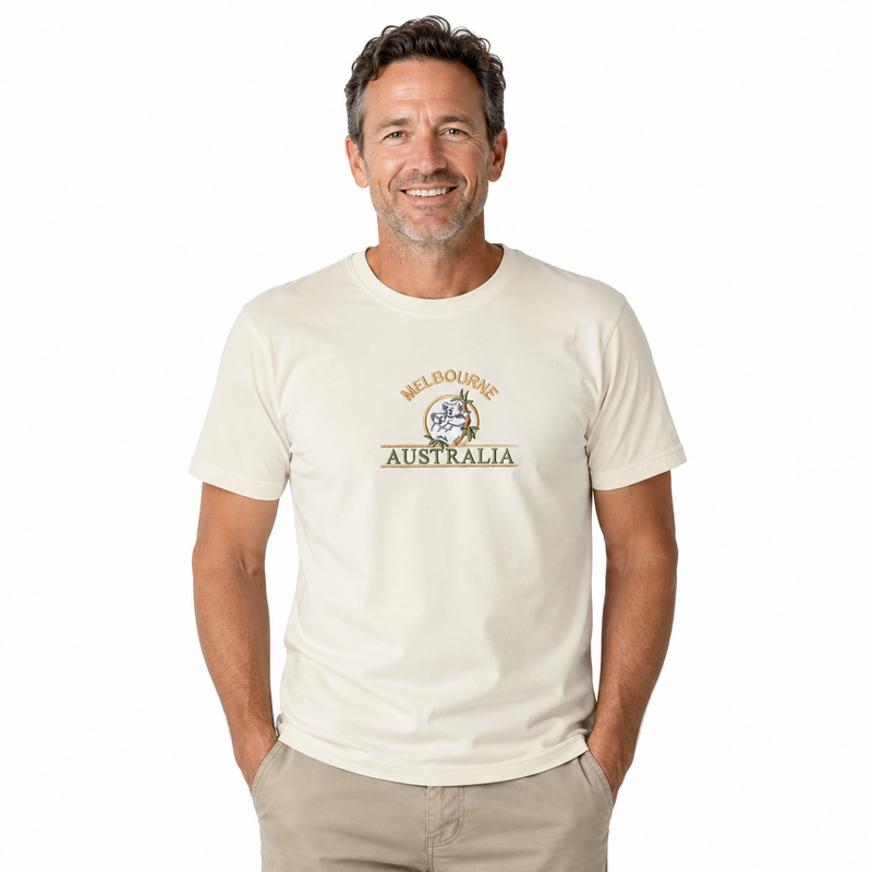Load image into Gallery viewer, Adult Australia "Melbourne" T Shirt Australia Day Souvenir Tee Top 100% Cotton in Cream-3
