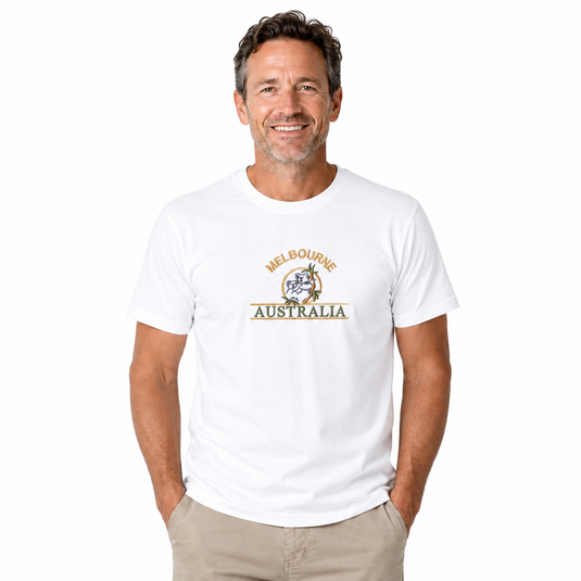 Adult Australia "Melbourne" T Shirt Australia Day Souvenir Tee Top 100% Cotton in White-3