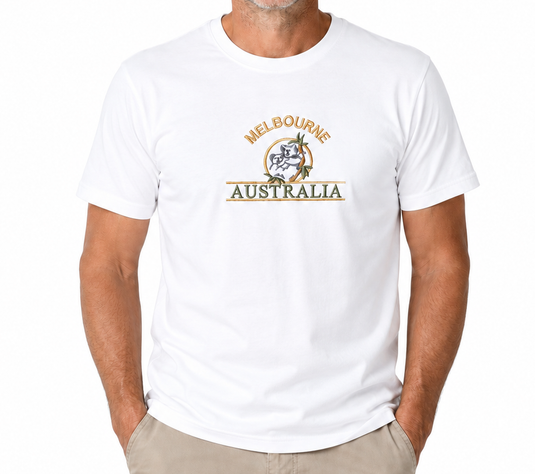 Adult Australia "Melbourne" T Shirt Australia Day Souvenir Tee Top 100% Cotton in White-0