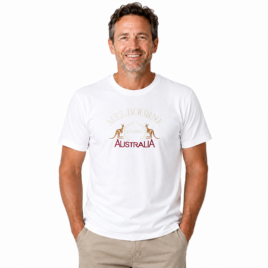 Adult Australia "Melbourne" T Shirt Australia Day Souvenir Tee Top 100% Cotton in White-3