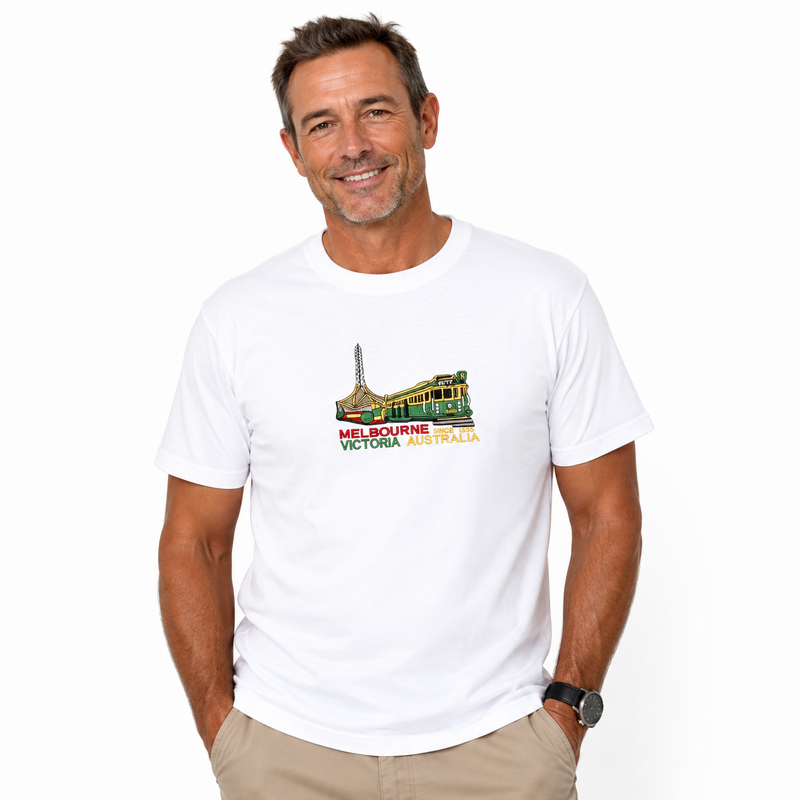 Load image into Gallery viewer, Adult Australia "Melbourne Victoria" T Shirt Australia Day Souvenir Tee Top 100% Cotton in White-3

