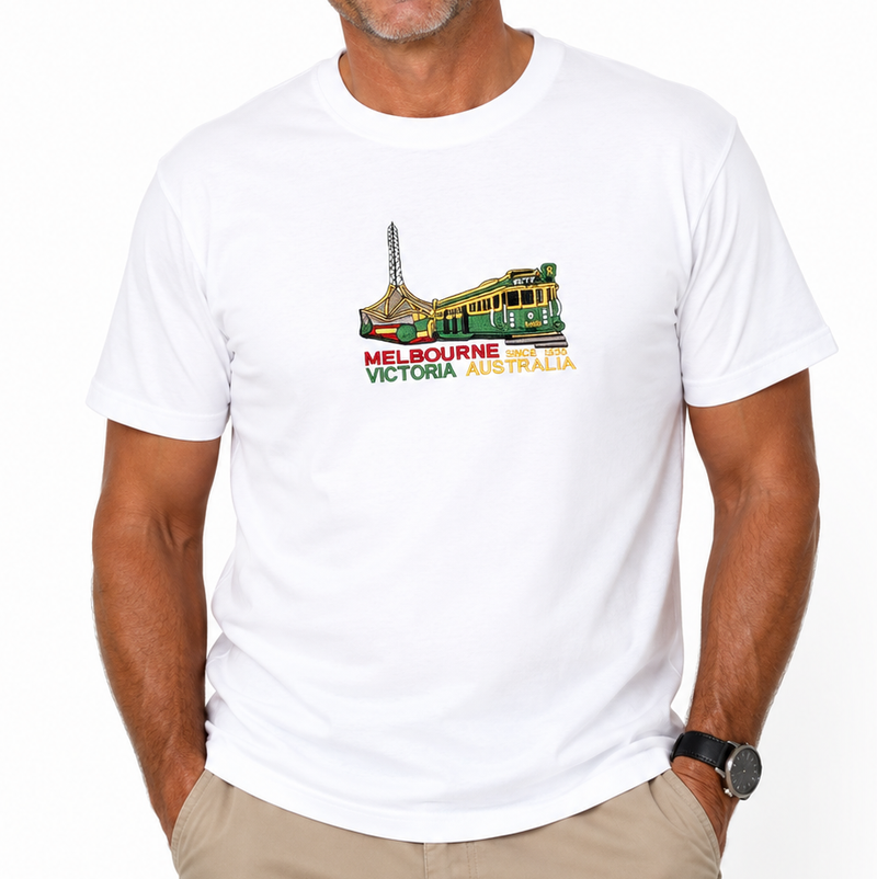 Load image into Gallery viewer, Adult Australia "Melbourne Victoria" T Shirt Australia Day Souvenir Tee Top 100% Cotton in White-0
