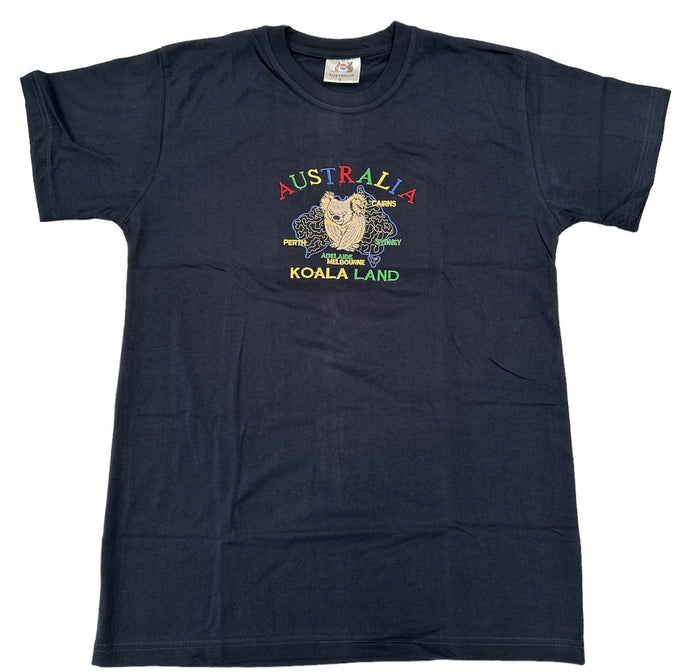 Adult Australia Kangaroo T Shirt Tee 100% Cotton Top Aussie Day - Navy-0