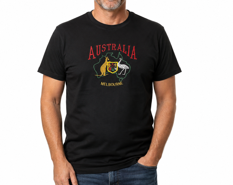 Load image into Gallery viewer, Adult Australia T Shirt Kangaroo Emu Melbourne 100% Cotton Souvenir Tee Top - Black-1
