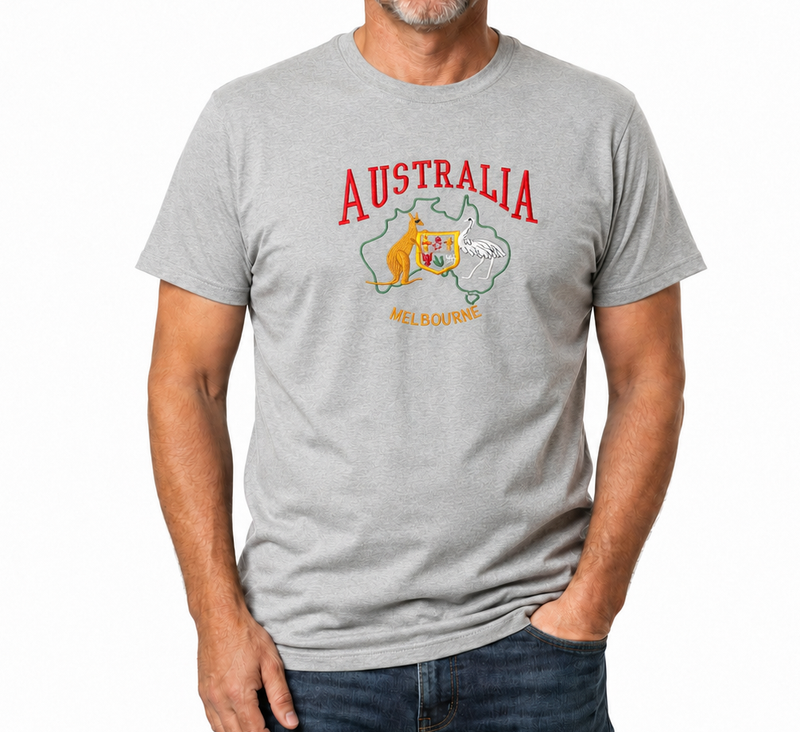 Load image into Gallery viewer, Adult Australia T Shirt Kangaroo Emu Melbourne 100% Cotton Souvenir Tee Top - Grey-0
