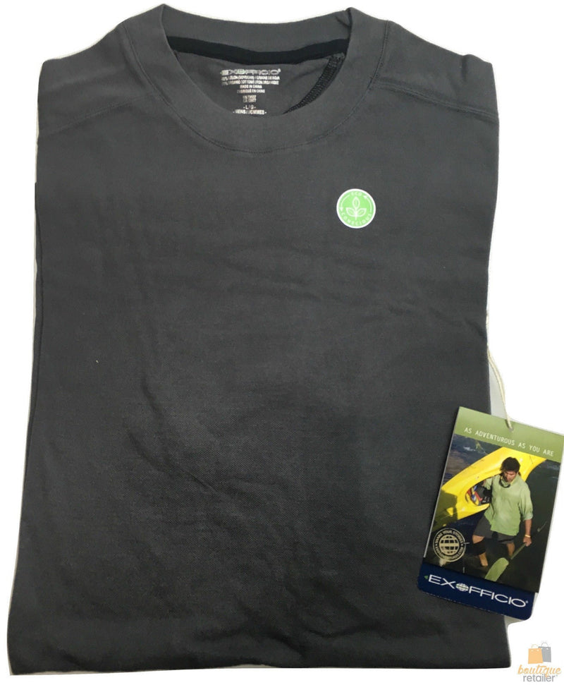 Load image into Gallery viewer, ExOfficio Satellite Tee Organic Cotton Soybean Short Sleeve Top T-Shirt Plain - Dark Pebble - L-1
