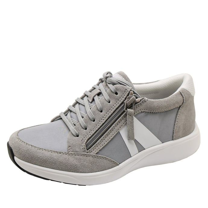 Alegria Womens Eazeer Shoes Ladies Sneakers w/ Zip in Grey-0