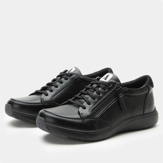 Alegria Womens Sneakers Eazeer Black Out Vegan Leather Shoes w/ Zip in Black-1