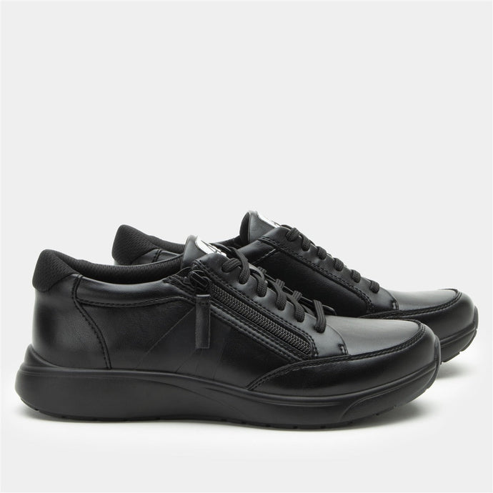 Alegria Womens Sneakers Eazeer Black Out Vegan Leather Shoes w/ Zip in Black-3