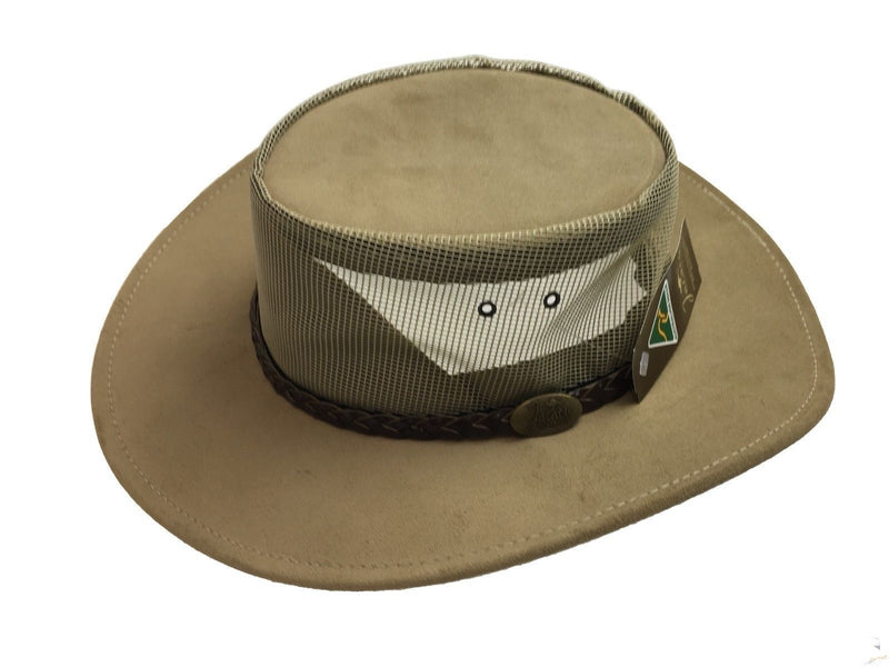 Load image into Gallery viewer, JACARU Summer Breeze Squashy Cooler Suede Leather Hat Brim Vented Mesh 1019
