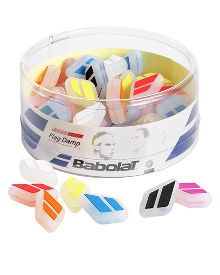 Load image into Gallery viewer, 50x Babolat Tennis Racquet Flag Dampeners in Jar - Assorted Colour-0
