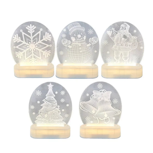 CarolCraft Christmas LED Acrylic USB Lamp Set of 5 Decoration Ornament Xmas Gift-0